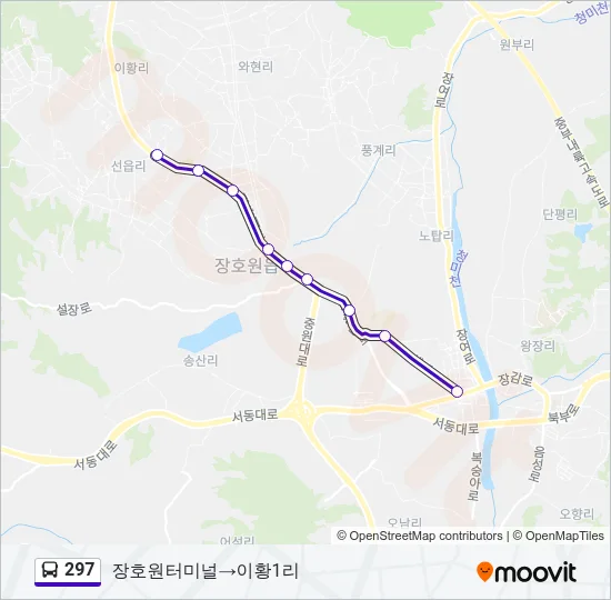 297 버스 노선 지도