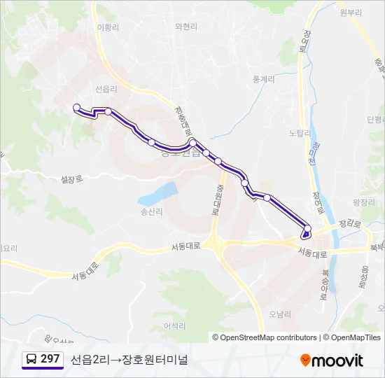 297 버스 노선 지도
