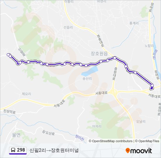 298 버스 노선 지도