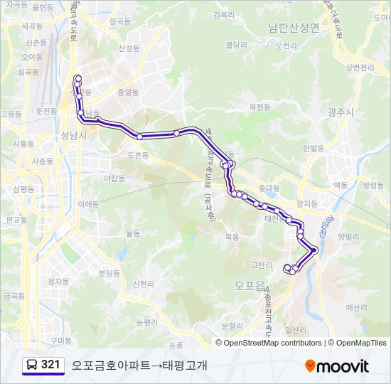 321 버스 노선 지도
