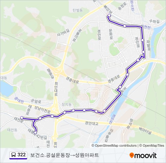 322 버스 노선 지도