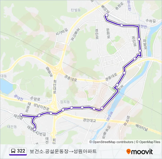 322 버스 노선 지도
