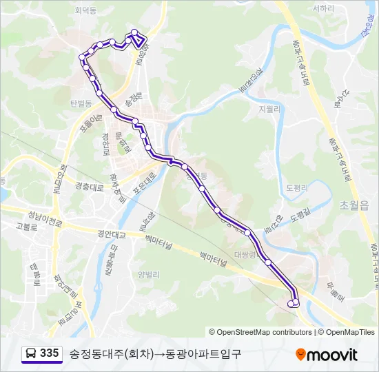335 Bus Line Map
