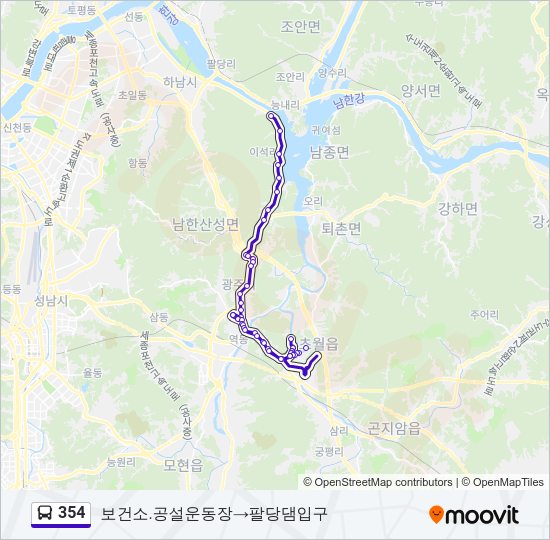 354 버스 노선 지도