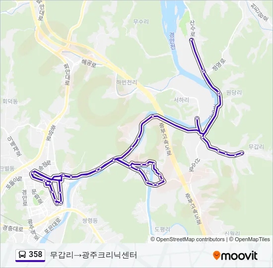358 Bus Line Map