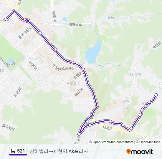 521 Bus Line Map