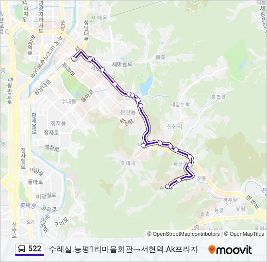 522 버스 노선 지도