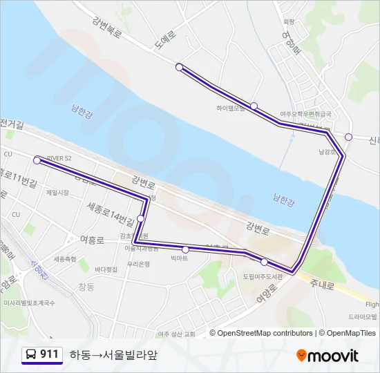 911 버스 노선 지도