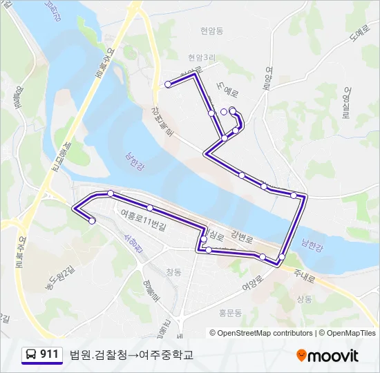 911 버스 노선 지도