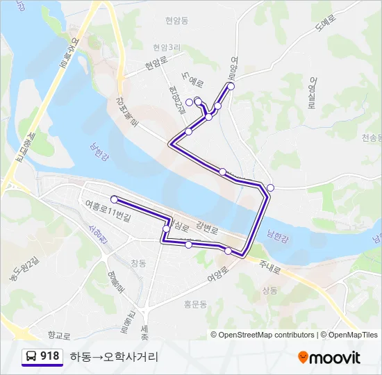 918 버스 노선 지도