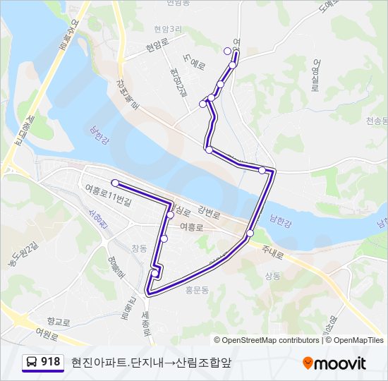 918 버스 노선 지도