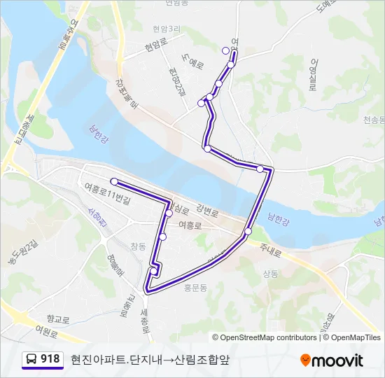 918 버스 노선 지도