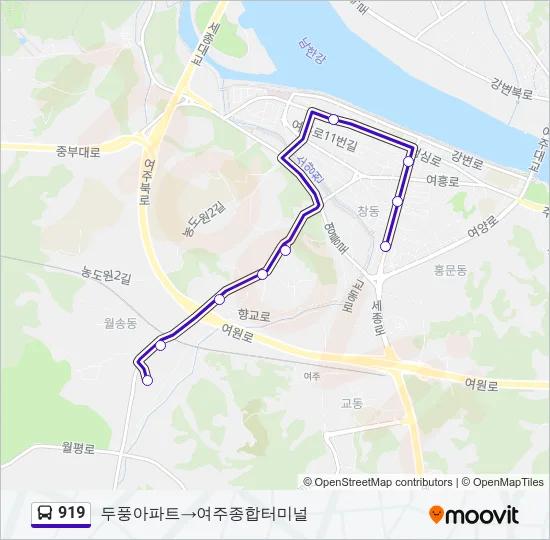 919 버스 노선 지도