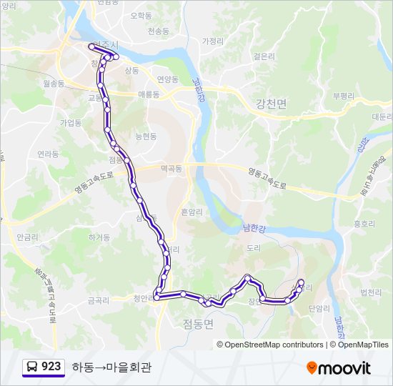 923 버스 노선 지도