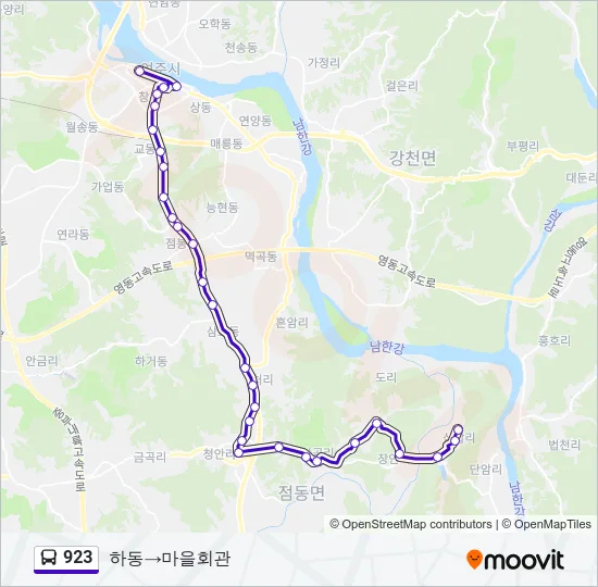 923 버스 노선 지도
