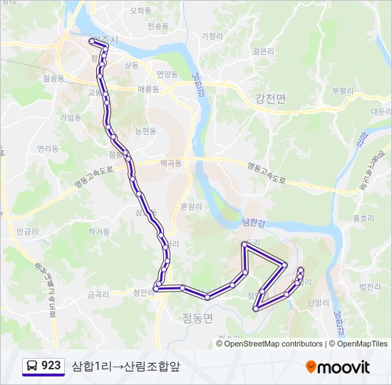 923 버스 노선 지도