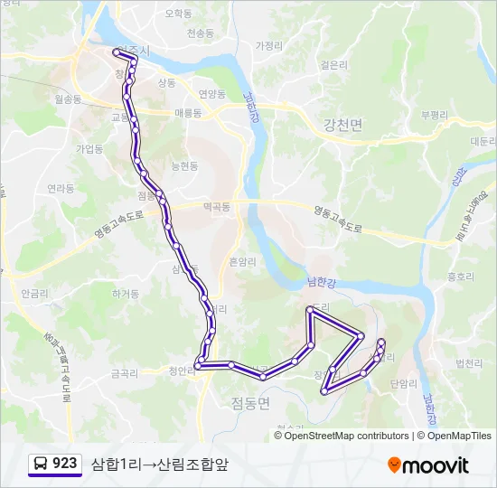 923 버스 노선 지도