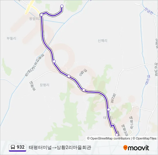 932 버스 노선 지도