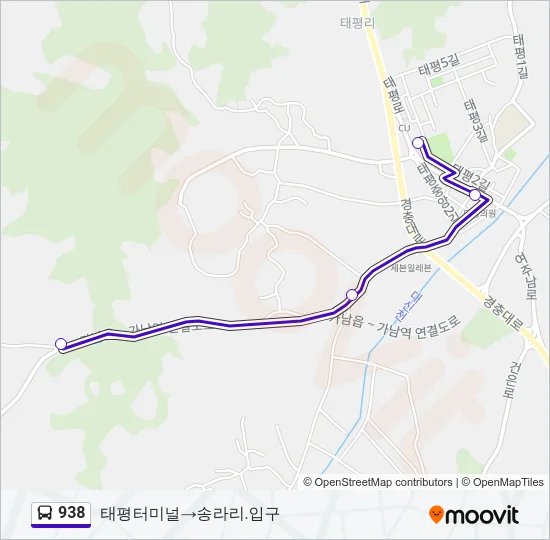 938 Bus Line Map
