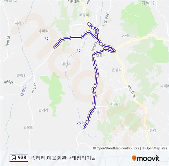 938 Bus Line Map