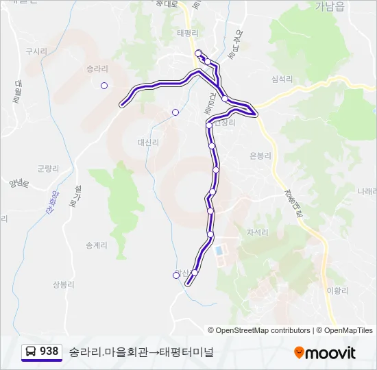 938 버스 노선 지도