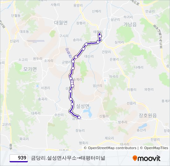939 bus Line Map