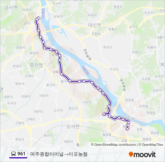 961 버스 노선 지도