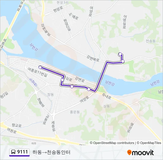 9111 버스 노선 지도