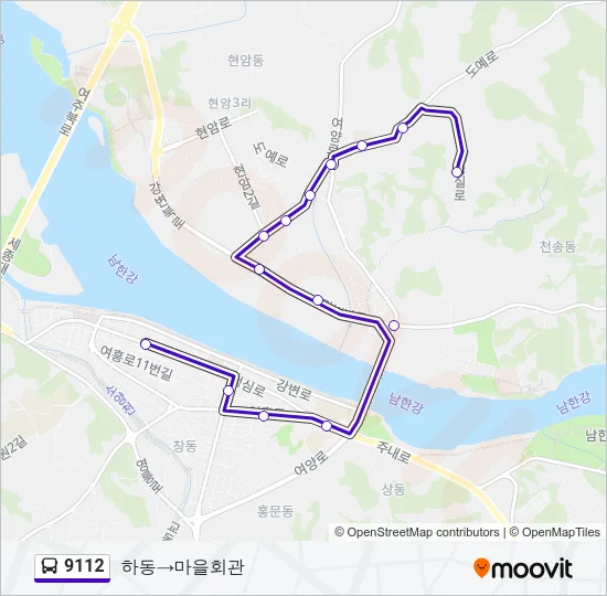9112 버스 노선 지도