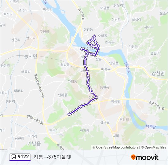 9122 버스 노선 지도