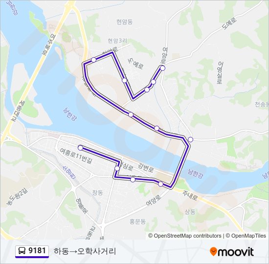 9181 버스 노선 지도