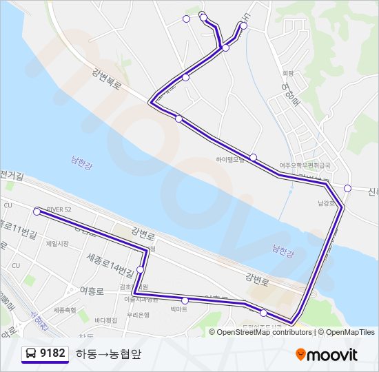 9182 버스 노선 지도