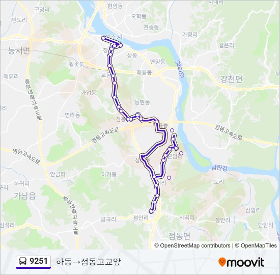 9251 버스 노선 지도