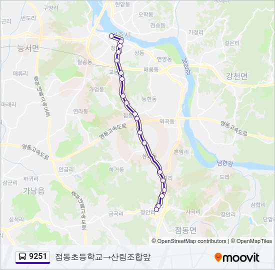 9251 버스 노선 지도