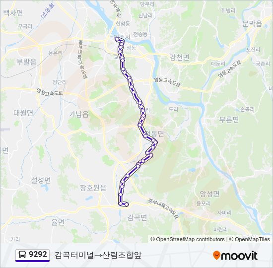 9292 버스 노선 지도