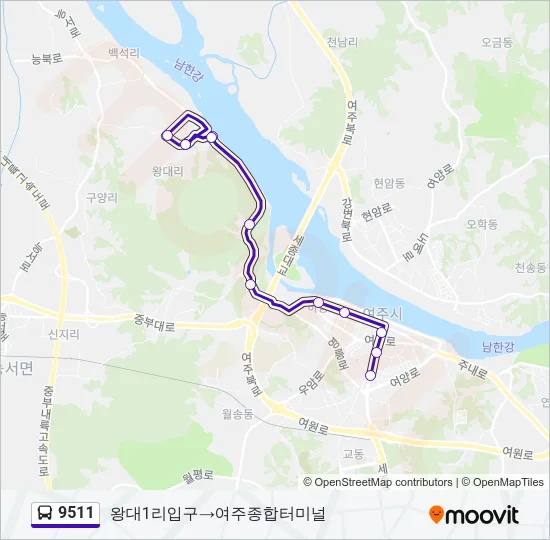 9511 버스 노선 지도