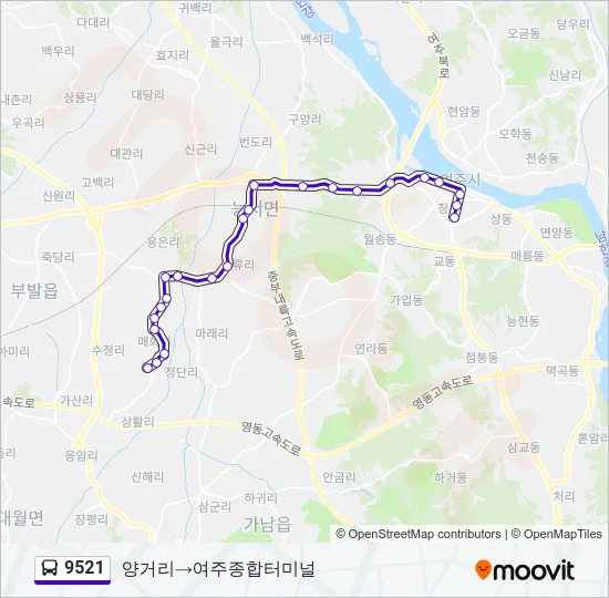 9521 Bus Line Map