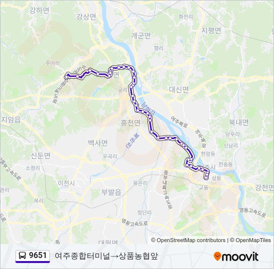 9651 버스 노선 지도