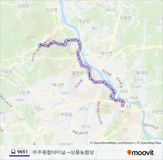9651 버스 노선 지도