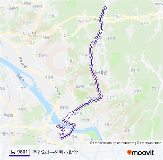 9801 버스 노선 지도