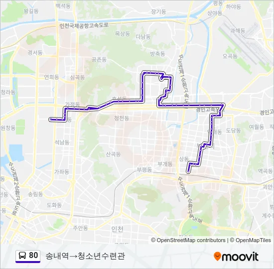 80 Bus Line Map