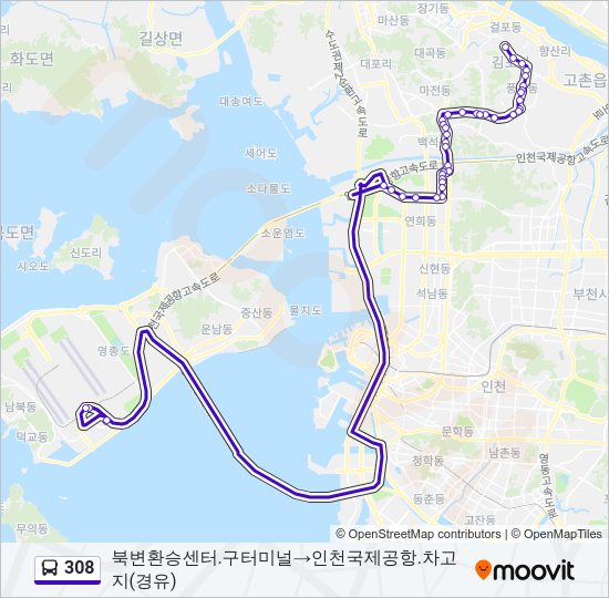 308 Bus Line Map