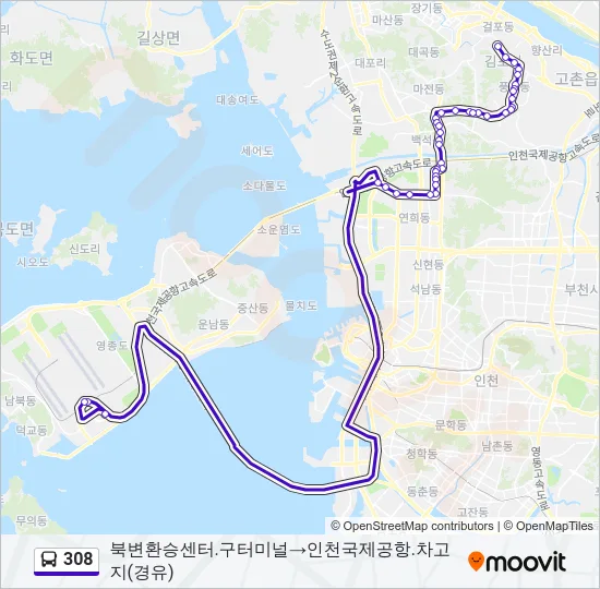308 버스 노선 지도