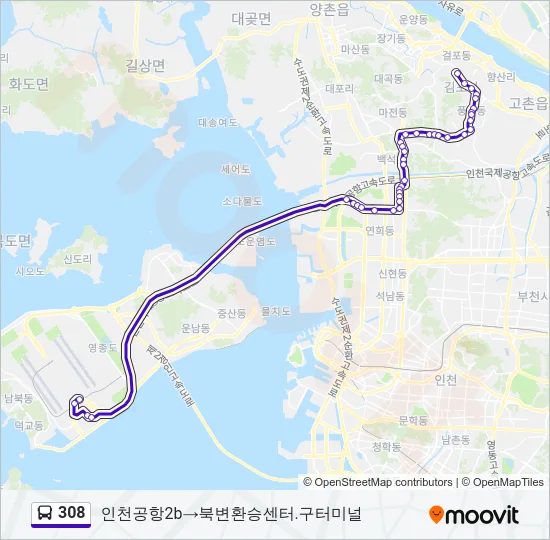 308 Bus Line Map