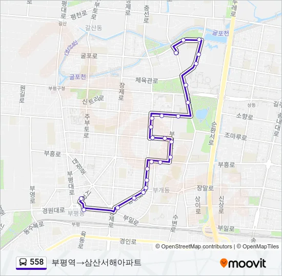 558 버스 노선 지도