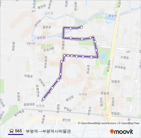 565 버스 노선 지도