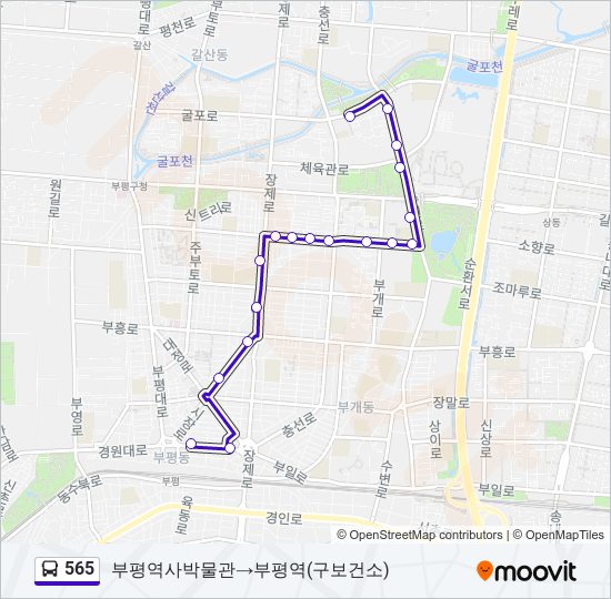 565 bus Line Map