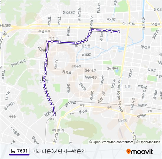 7601 버스 노선 지도