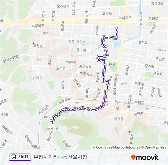 7601 버스 노선 지도
