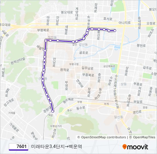 7601 bus Line Map